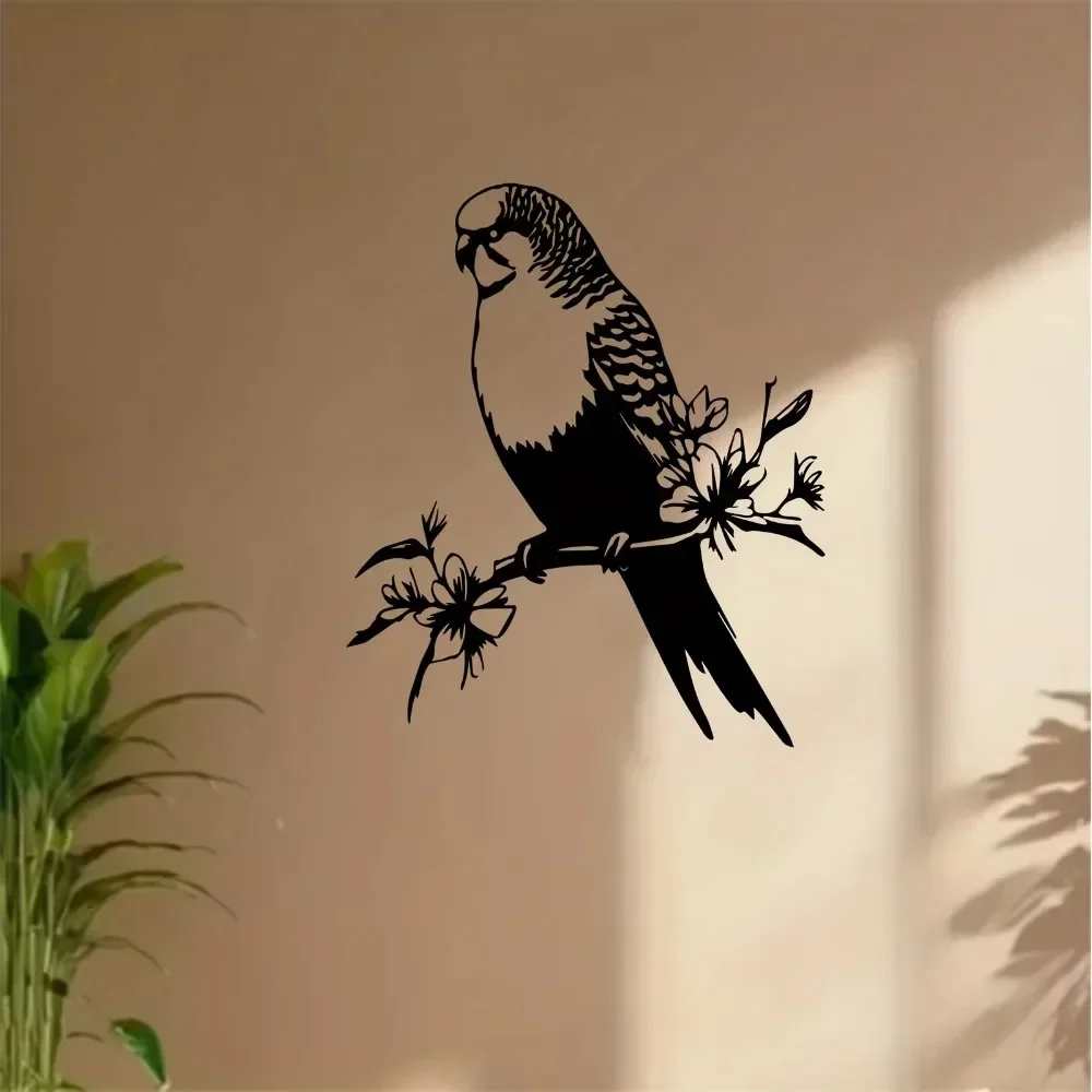 CIFBUY Iron Wall Art Metal Parrot Bird Sculpture Rust Resistant Mural Garden Fence Outdoor Home Decor Gift For Bird Lovers
