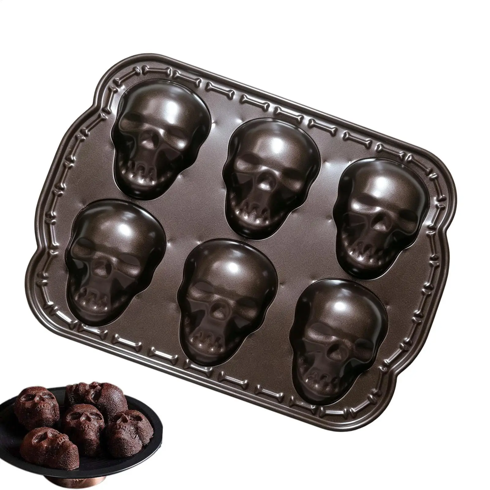 Halloween Skull Silicone Molds For Baking Pizza Cake Pan Tray Reusable Food Grade Nonstick Bakeware Skeleton Mold Aluminum
