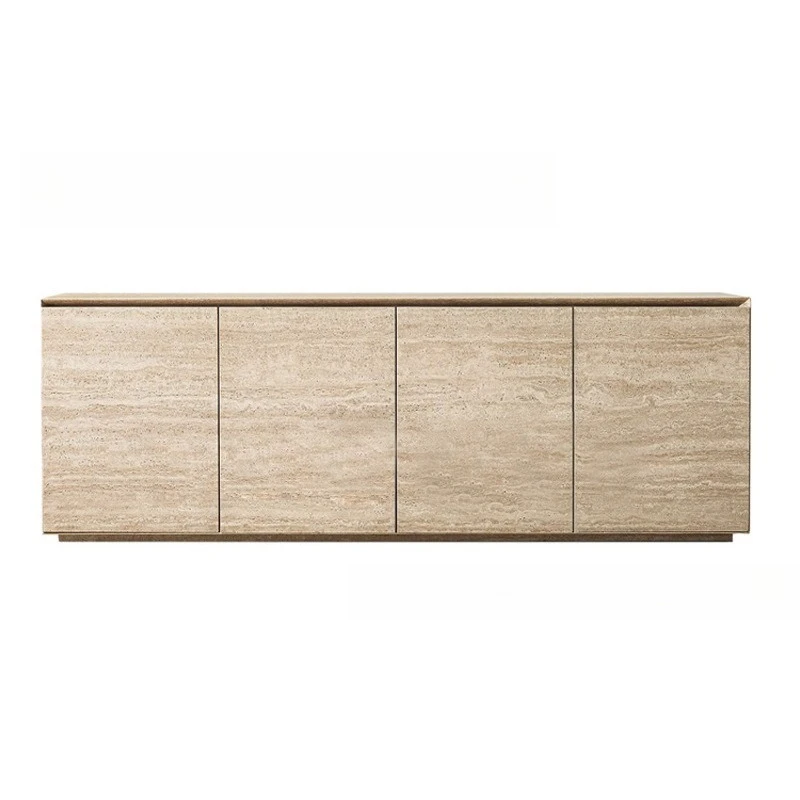 Natural travertine dining side cabinet designer locker light luxury high-grade marble storage cabinet household
