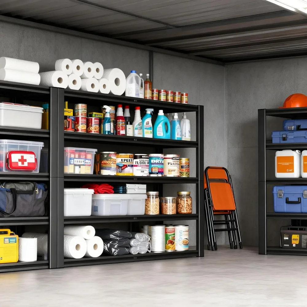 84.3インチ高さのトート収納ラック、2500ポンド耐荷重、5段メタルシェルフ、調節可能なパントリーシェルフユニット、幅60インチ×奥行き24インチ×高さ84.3インチ - 収納棚