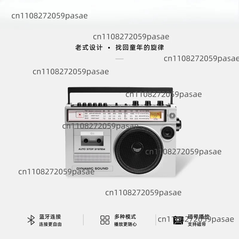 Cassette Playback Radio FM MW SW Radio Cassette Recorder with USB TF Player and Bluetooth Wireless Speaker Recorder Radio