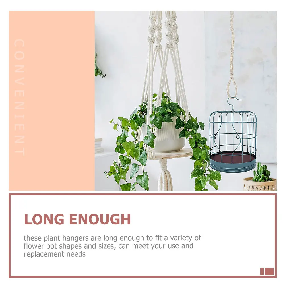 4 قطعة شماعات نبات مكرامية حبل موسع من القطن الطبيعي سلة معلقة على الحائط للنباتات الداخلية ديكور المنزل لوازم الحدائق #5
