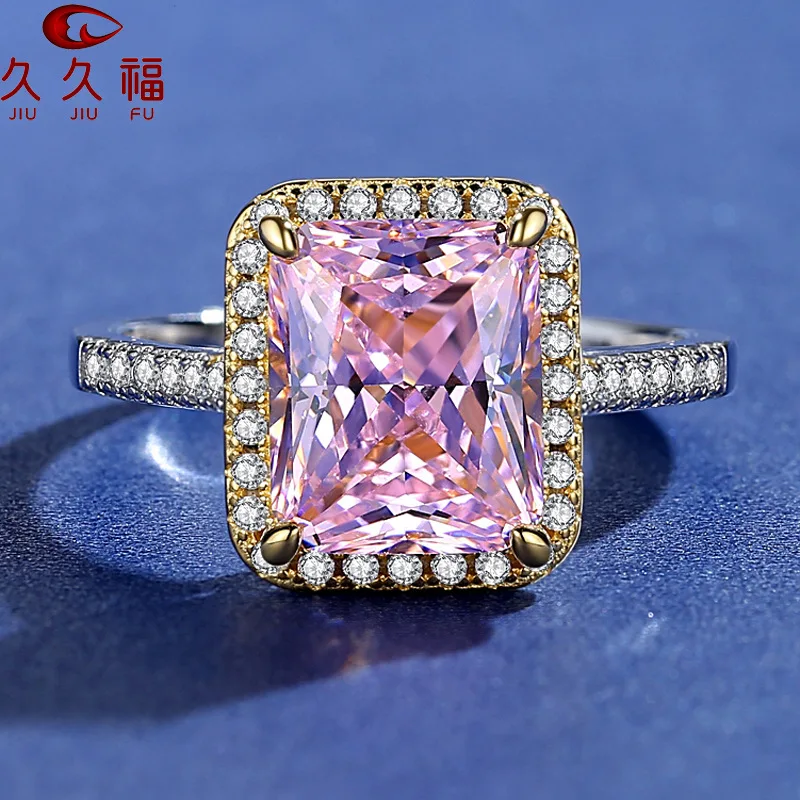 Luxury Colored Gem Ring For Women5ct Moissanite PT950 Platinum Exquisite red and yellow diamond inlay,brilliant and eye-catching