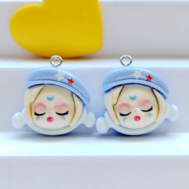10PCS Cute Shiny Cartoon Makeup Pop Girl Resin Pendant Fashion Dangle DIY Necklace Bracelet Earrings Keychain Accessories S068