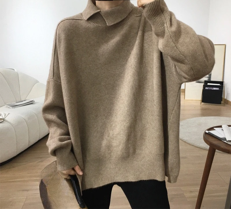 High Neck Solid Color Simple Women's Pullover Knitted Sweater 2026 Autumn and Winter New Sweater
