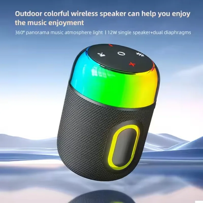 Mini Portable Camping Bluetooth Speaker RGB Outdoor Waterproof High Power TWS Stereo Wireless Subwoofer for Camping Hiking Trip