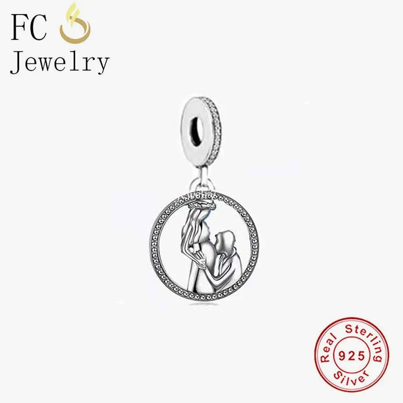 FC Jewelry Fit Original Pan Charms Bracelet Necklace 925 Sterling Silver Pregnant Mum And Dad Bead For Making Women Berloque