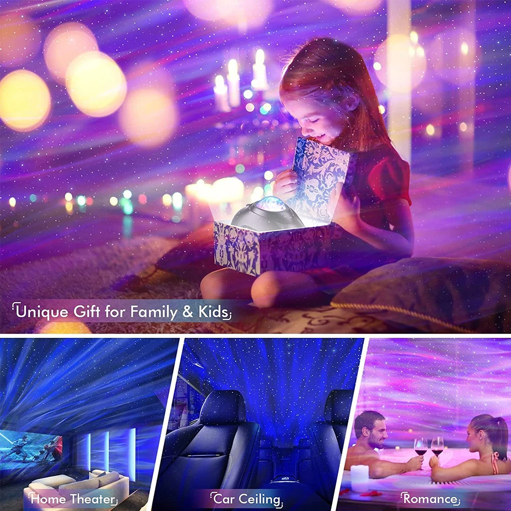 Projektor Galaxy Star do sypialni LED Night Light Projektor Aurora z głośnikiem Bluetooth Białe szumy i zdalny prezent do dekoracji pokoju