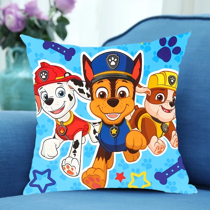 45x45cm Paw Patrol Pillowcase Cartoon Chase Skye Allover Printed Sofa Peach Skin Velvet Cushion Cover Bedroom Bedding Decorative