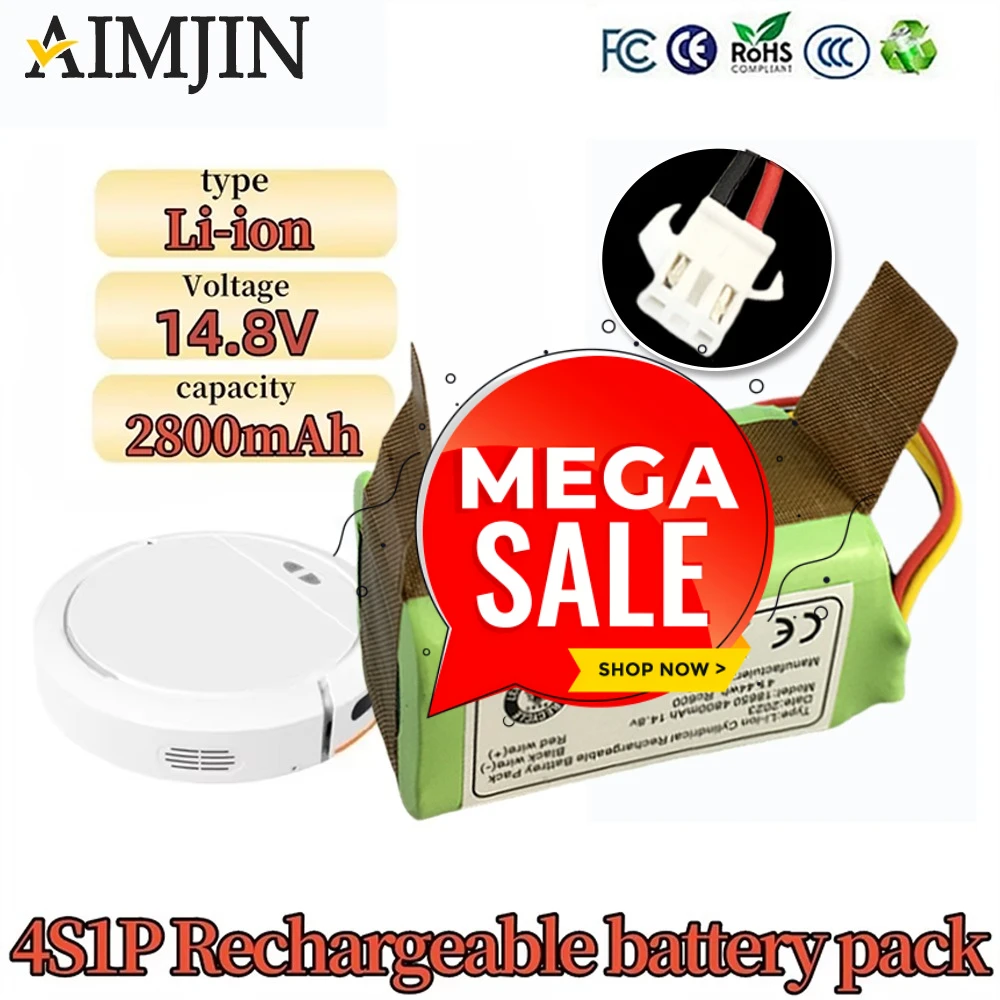 

14.8V Vacuum Cleaner Robot Battery 2.8Ah/4.8/6.8Ah, INR18650 M26-4S1P, Mamibot EXVAC660, DEXP MMB-300, Gutrend Fusion 150