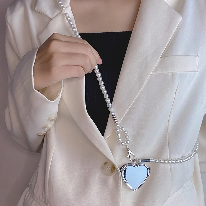 Fashion Women Pearl Chain Heart Pendant Adorns Belt Mirror Accessories Decorative Designer Luxury Skirt Suit For Lady