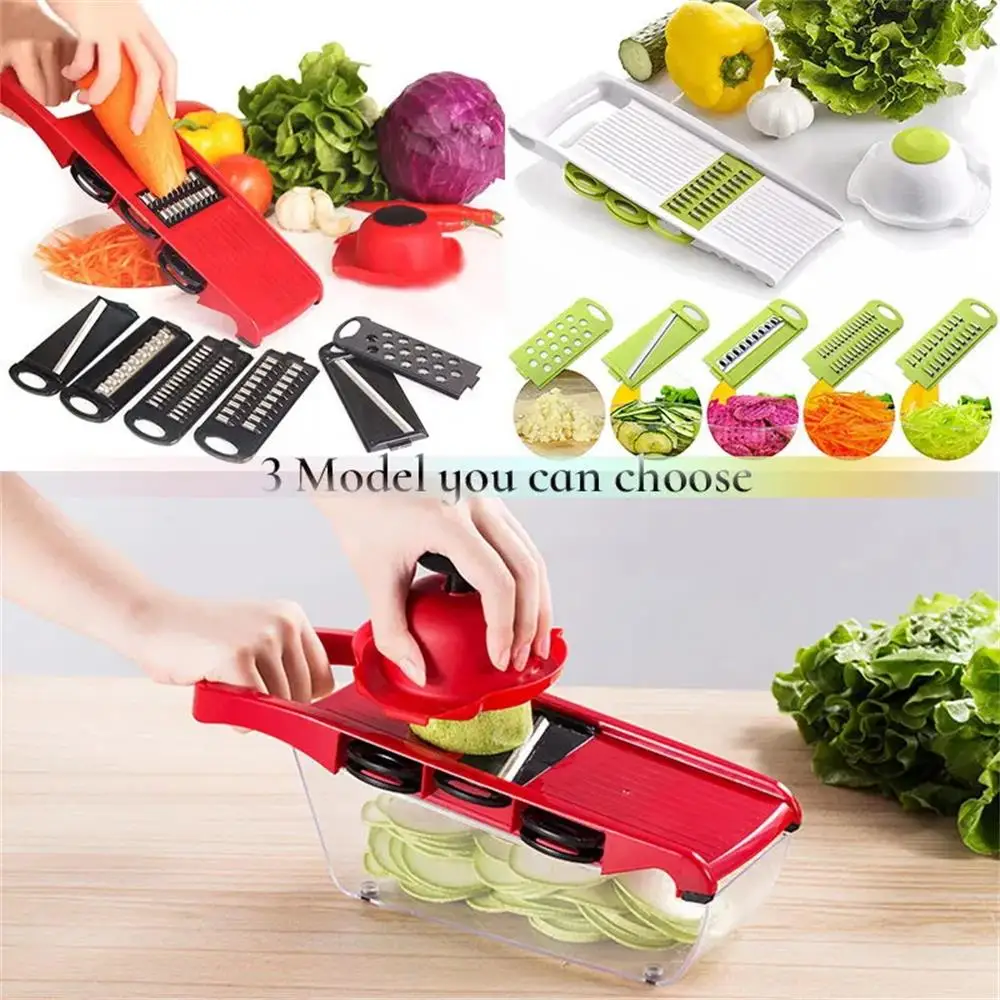 6 In 1 Multifunctional Red Vegetable Cutter Convenient Shredder Shredding Dicing Grater Export Vegetable Cutter Kitchen Tools