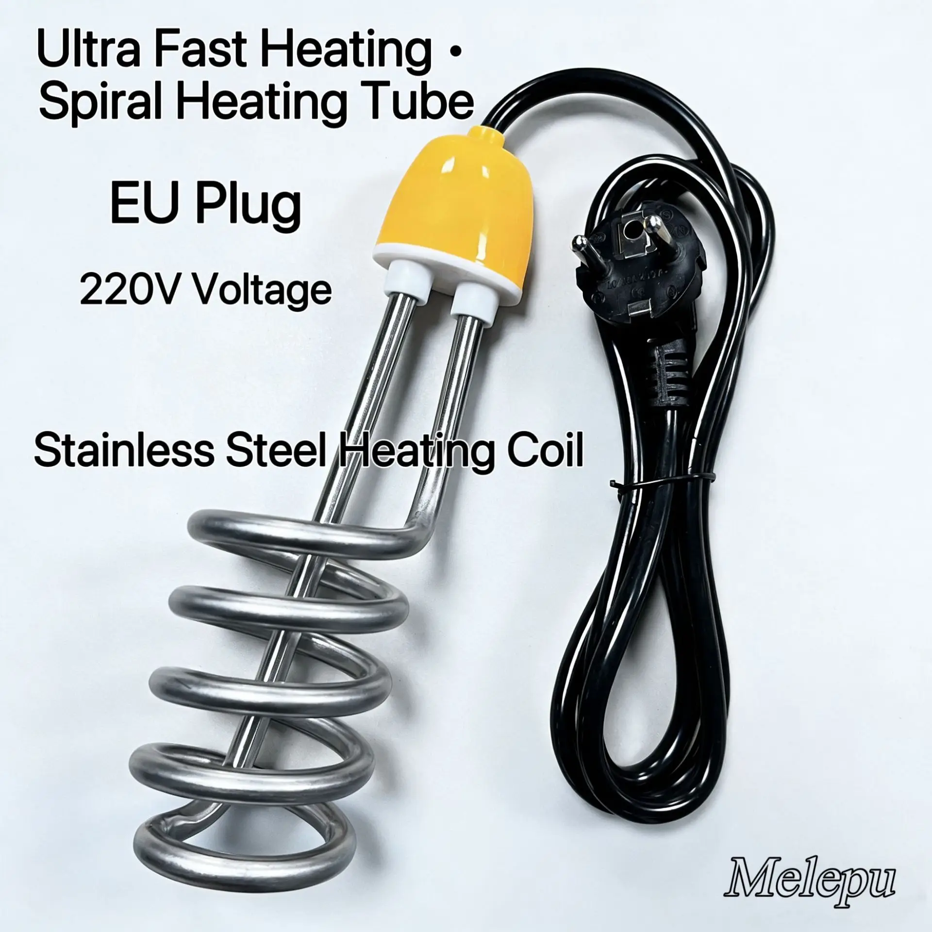 Portable Electric Water Heating Rod Auto Shut Off 220V EU Plug Immersion Boiler Heating Element