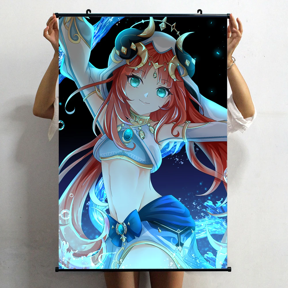 Juego de Anime Genshin Impact Nilou, Cosplay de chicas Persona, póster de desplazamiento de pared impreso en 3D, decoración del hogar, regalos artísticos