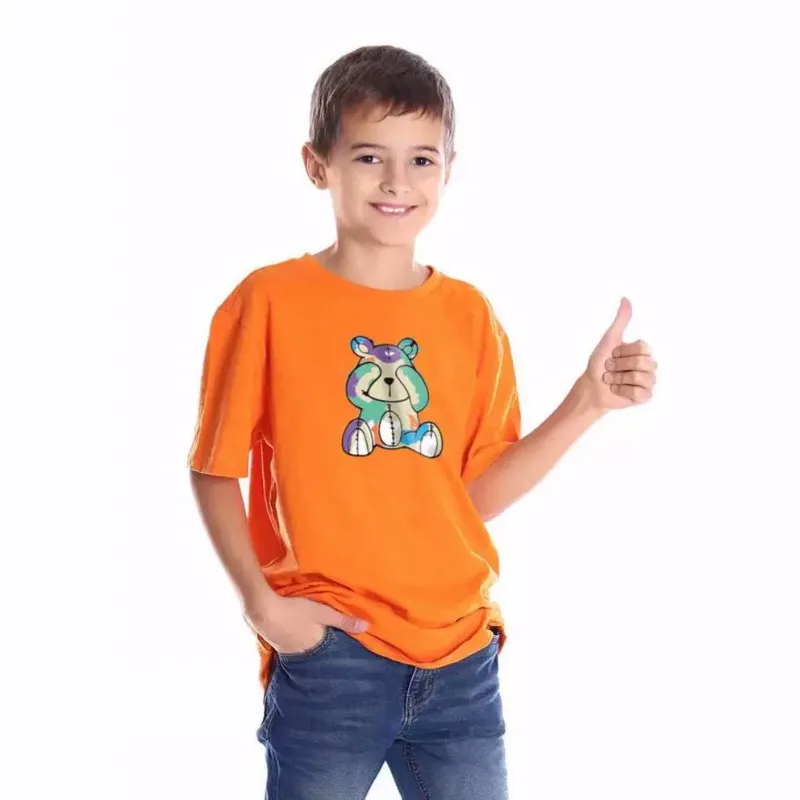 Explosive Children's Camouflage Bear Print Crew-neck Comfortable Short-sleeved Modal T-shirt Base Girls Clothes Boys Clothes