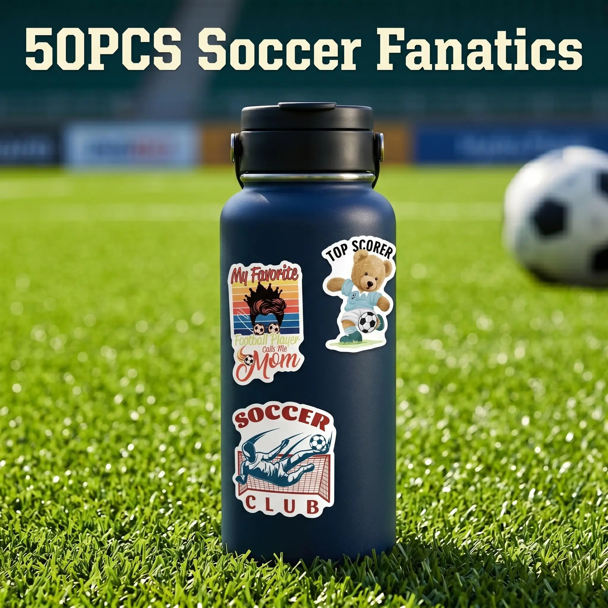 50Pcs Soccer Stickers Football Vinyl Decals Waterproof Sports Fan Boys Toy Laptop Water Bottle Luggage Party Favor