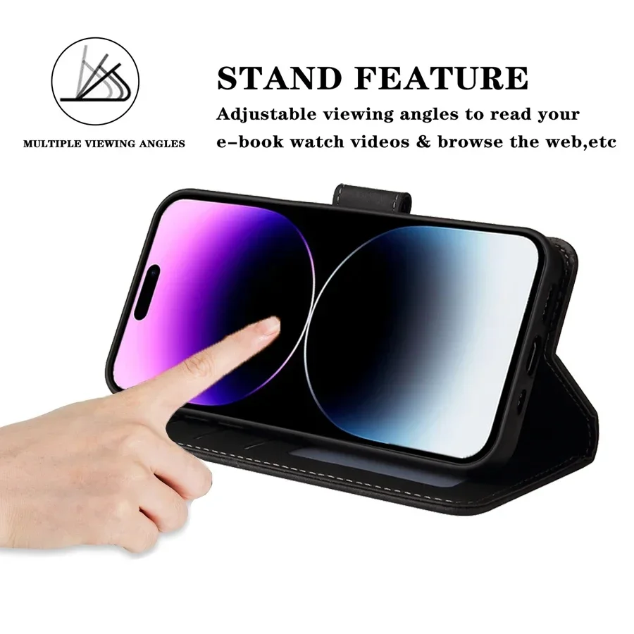 Wallet Skin-friendly Card Stand Magnetic Flip Case For Apple iPhone 16 Pro Max 15 Plus 14 13 Mini 12 11 SE 2 X XS XR 8 7 Cover