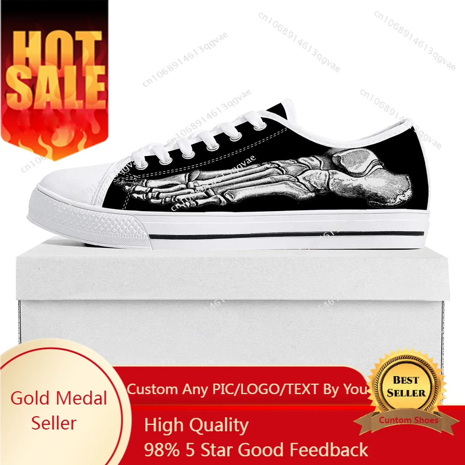 

Skeleton Feet Low Top High Quality Sneakers Mens Womens Teenager Hot Tailor-made Shoe Canvas Sneaker Casual Couple Shoes White