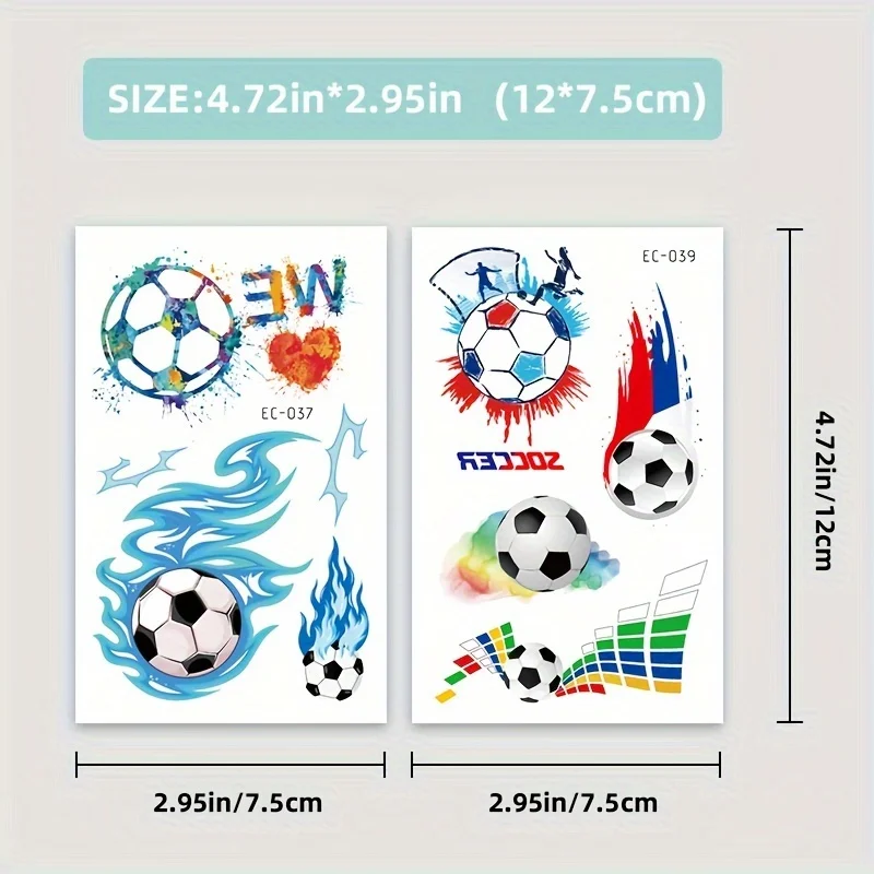 Football-12Sheets hình xăm tạm thời, dán hình xăm cá nhân cho người hâm mộ bóng đá, hoàn hảo cho các bữa tiệc bóng đá, các sự kiện nhóm, socce