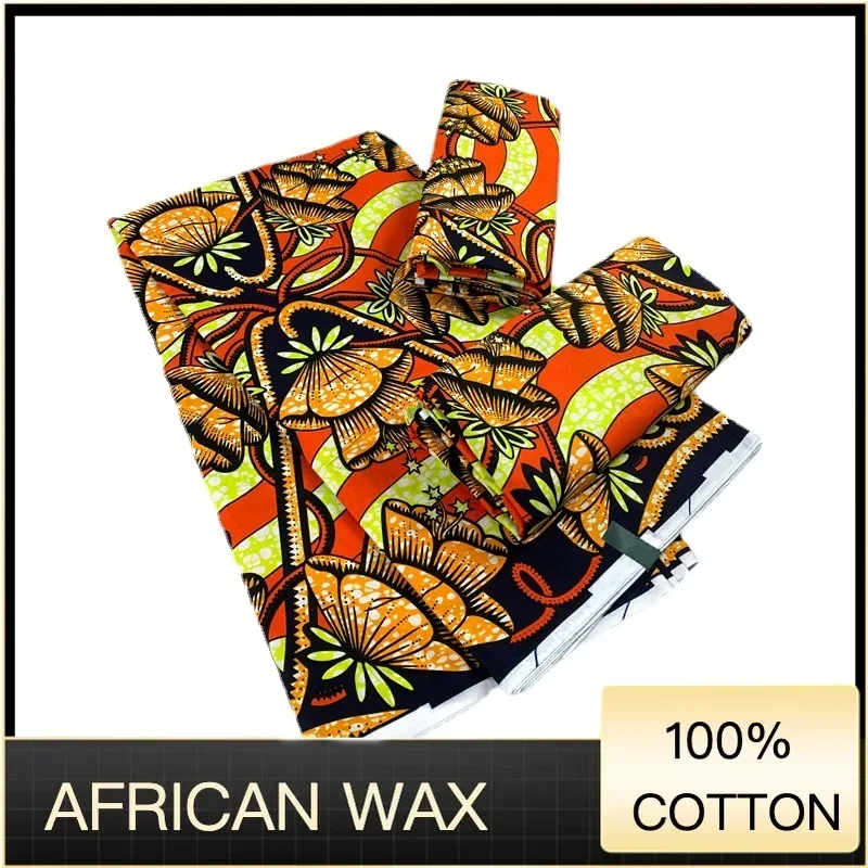 African Wax Fabric 100% Original Super Fabric 6yards Nigerian Fabric Ankara Block Prints Batik Dutch  For Wedding Dress