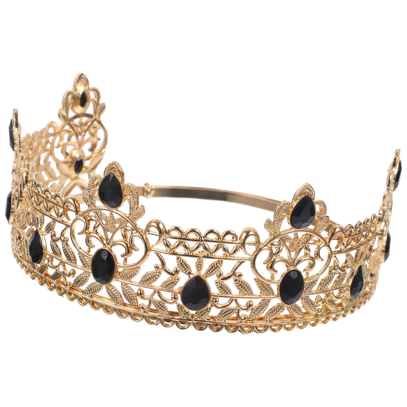 

Men's King Alloy Large Crown Baroque Ancient Greek Prince Hair Accessories (Golden Black) Ornament Crowns for Cosplay Man