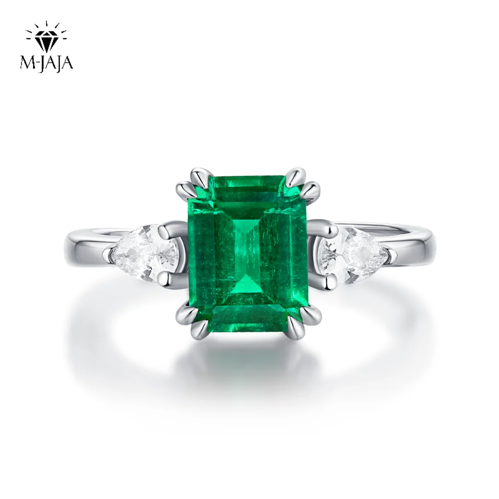 

Lab Emerald Ring Wedding Band for Women 925 Sterling Silver 1.5 Carat Adjustable18K Gold Gemstones Diamond Rings Luxury Jewelry