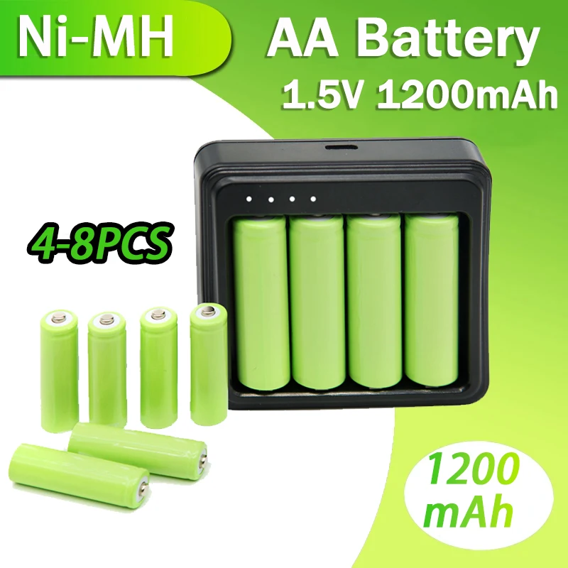 4-8 szt. 1200mAh 1.5V AA ni-mh ładowanie baterii o stałej wysokiej wydajności 1200 cykli wyjściowych dla mikrofonu myszy bateria alkaliczna