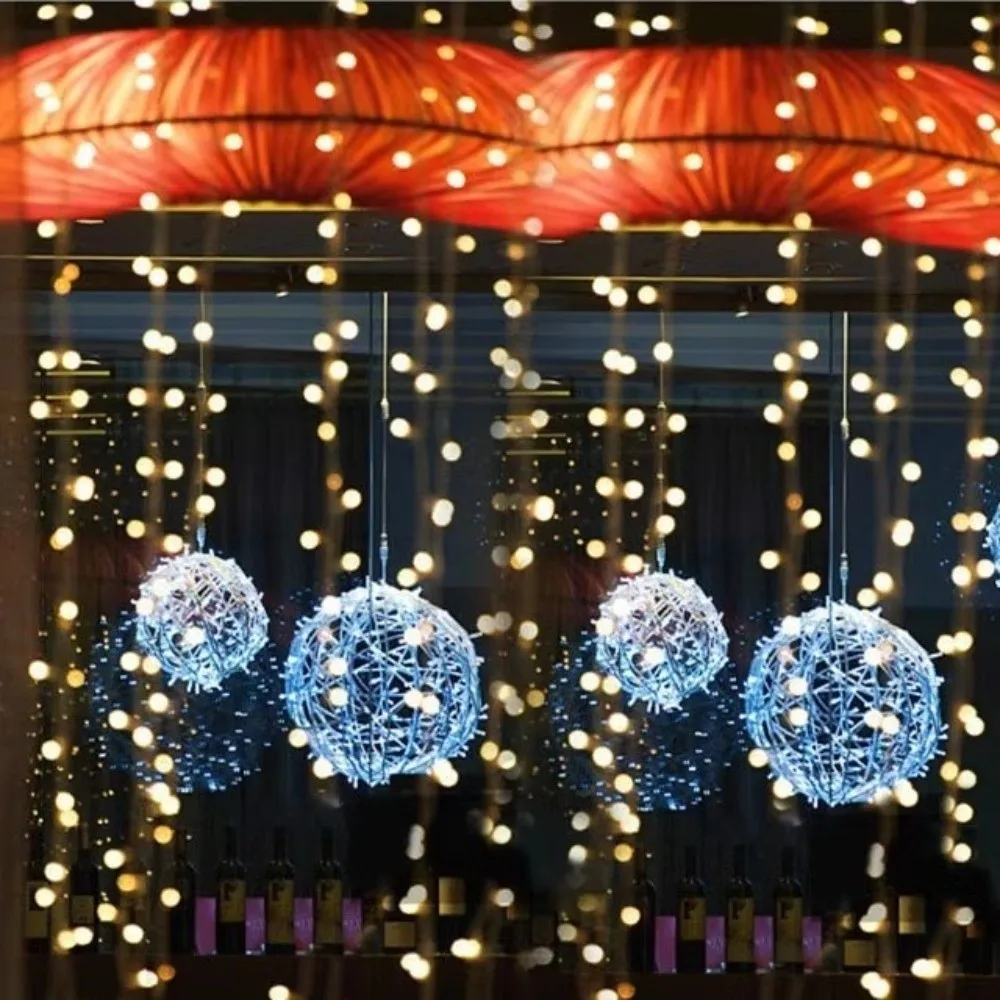 20/28CM Festoon Rattan Ball Light Rattan Ball 220V Garden Decor Hanging Lamp LED Ramadan Festoon Rattan Ball Lamp Garden