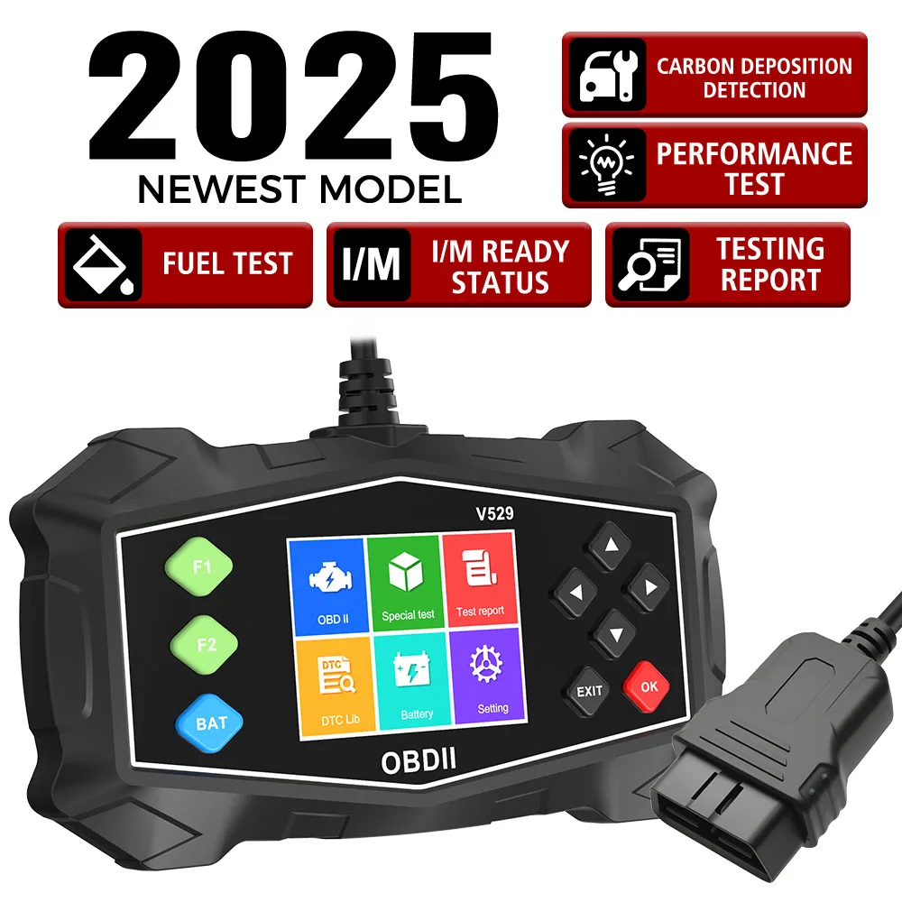 

With Switch Automobile OBD2 Code Reader Car Scanner Fault Code Erase Battery Tester Check Engine System Diagnostic Tools V529
