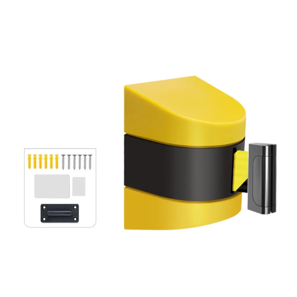 Yellow Black Striped Retractable Belt Barrier 2/3/5M Telescopic Belt Crowd Control Barrier with ABS Case Slow Rebound