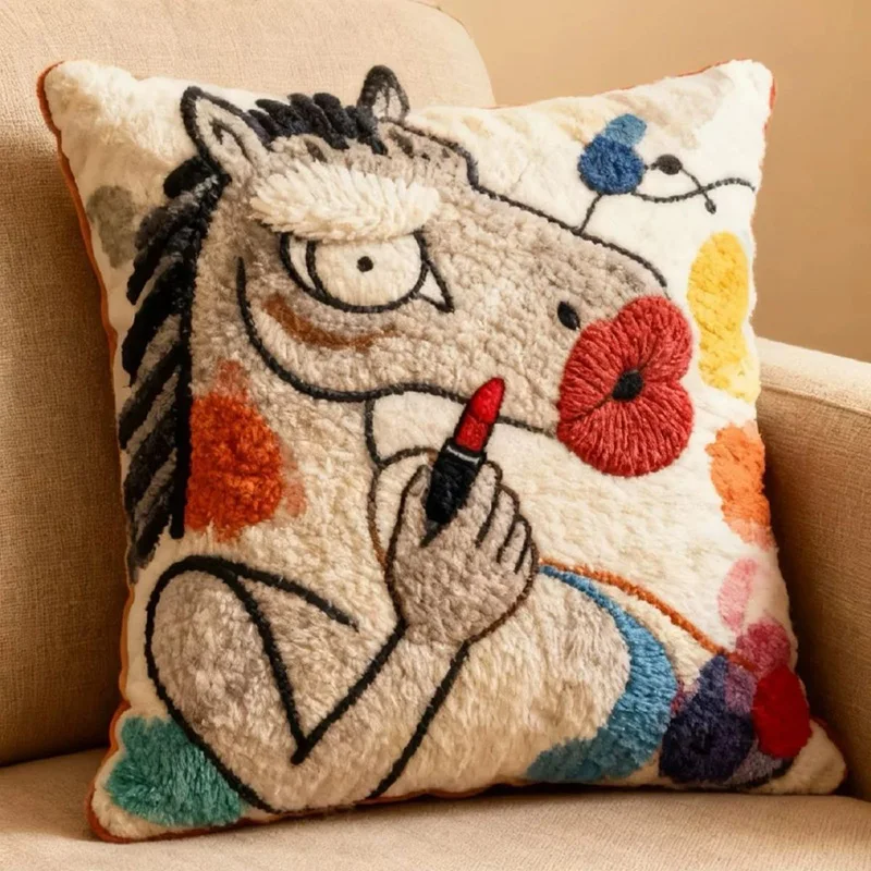 

Plush Embroidered Pillow Cushion With High Appearance And Super Cute Pony Cushion