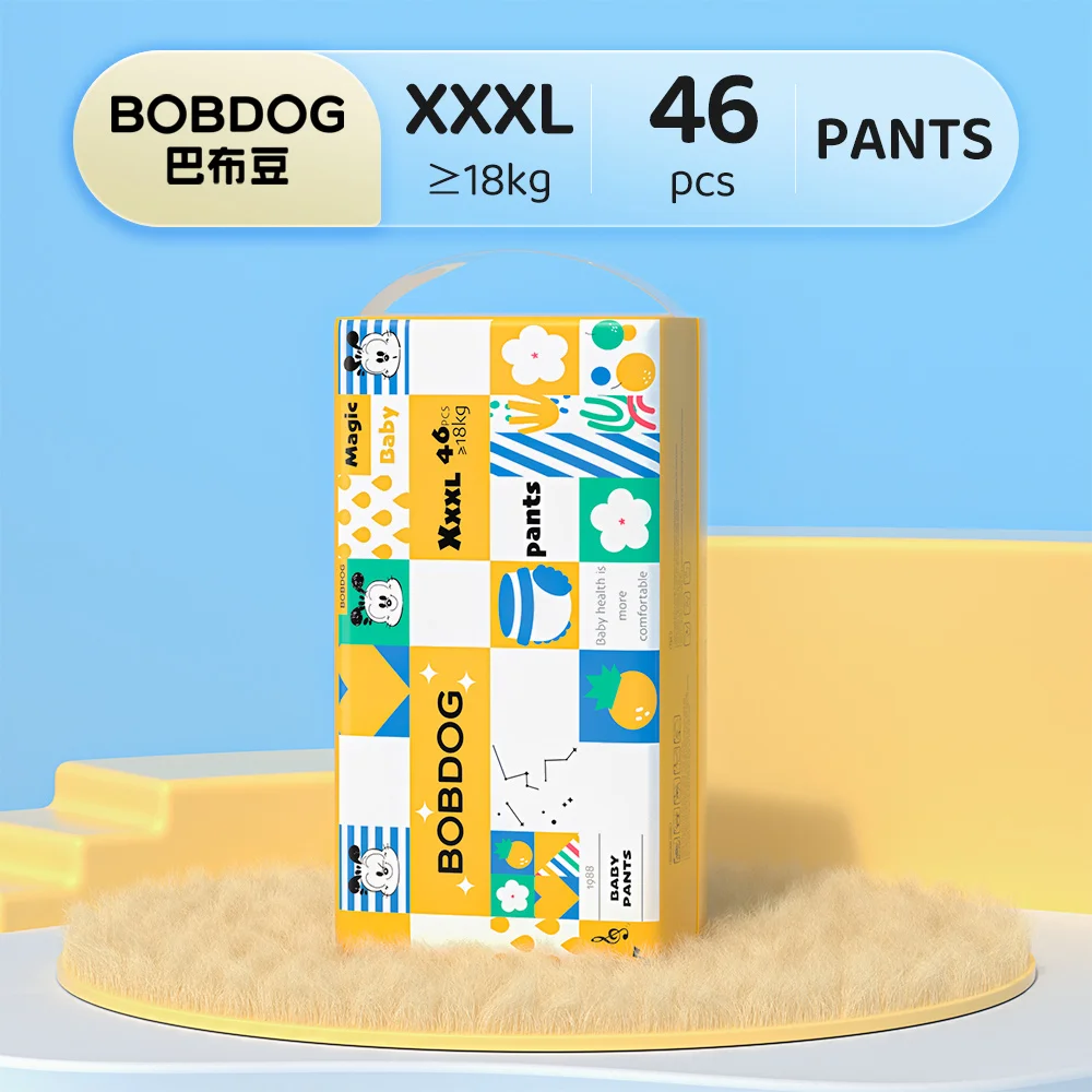 BOBDOG Disposable Diaper Pants Magic Blind Box Superfine Fiber Softness Breathable Super Absorbent Diapers For Baby XXXL 46pcs