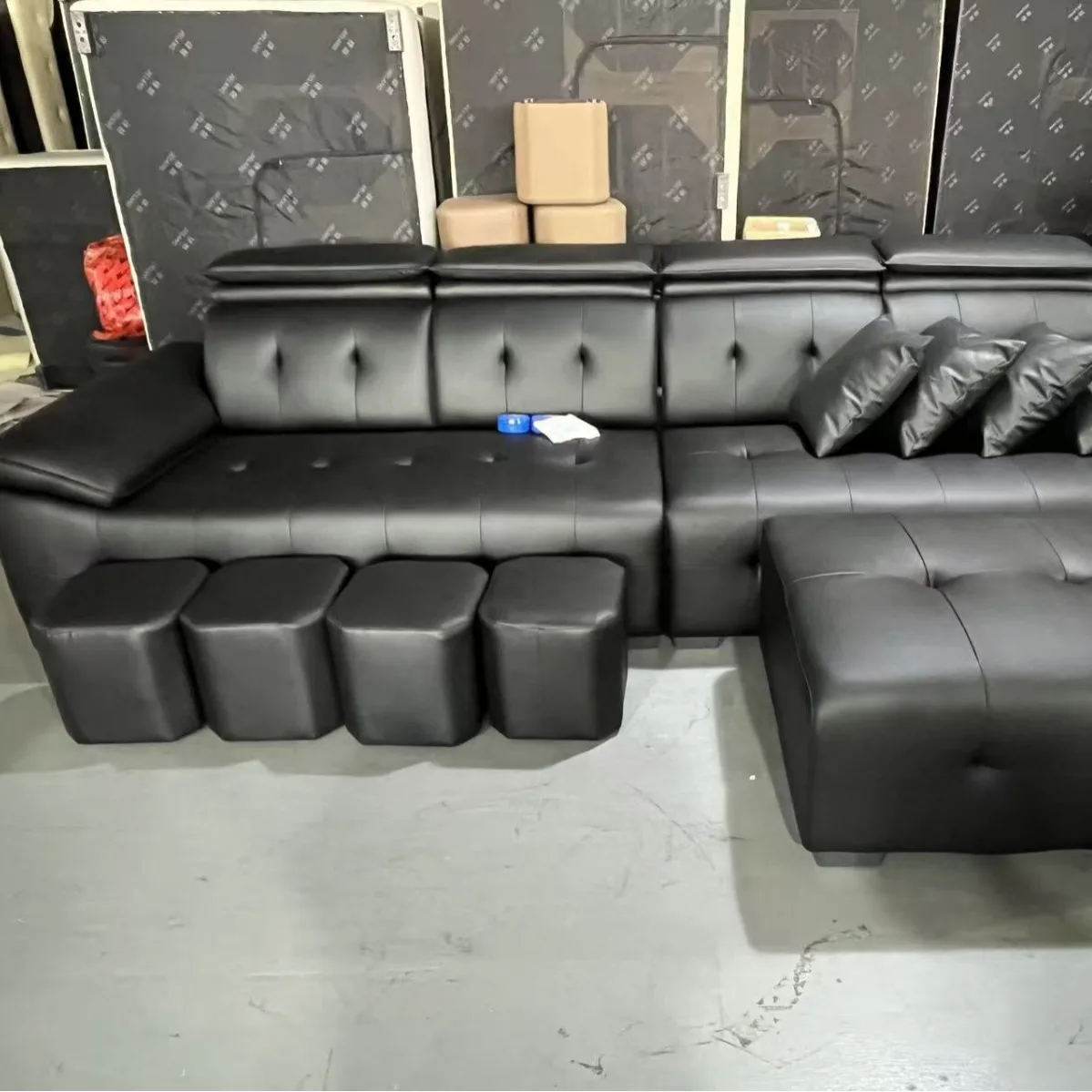 Factory spot second hair, leather sofa, electric sofa, small apartment living room fabric sofa
