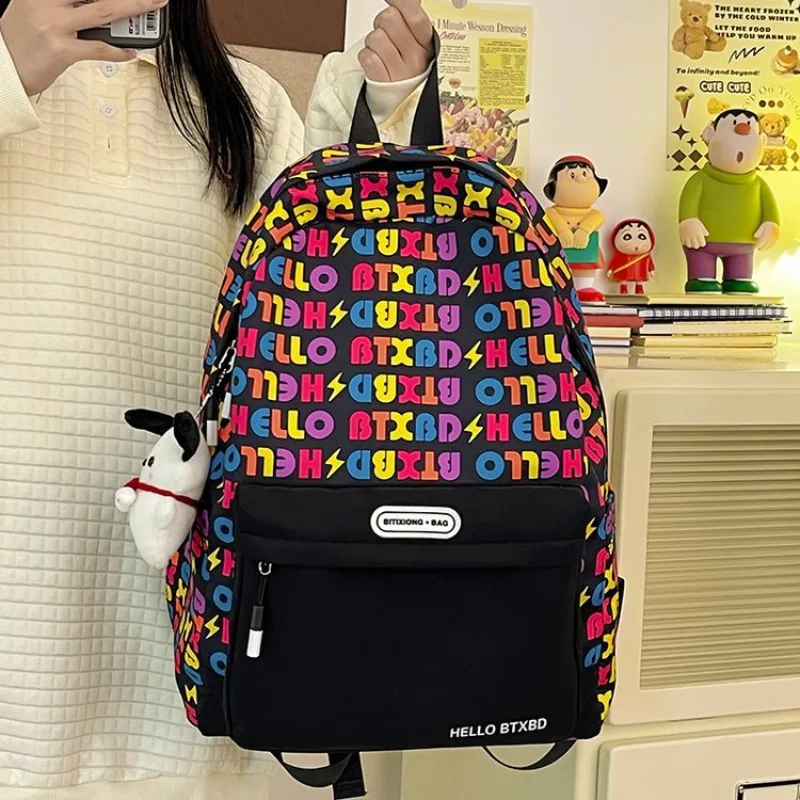 Zaino lettera stampata Sweet Girl Student Personality borsa con cerniera di grande capacità Shopping per il tempo libero zainetto da viaggio per le vacanze