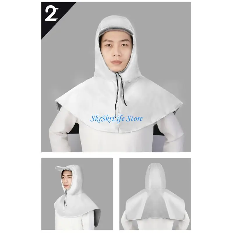 

E65E Waterproof Protective Hood With Adjustable Drawstring For Full Head Neck Shoulder Coverage In Rain Riding And Work Activity