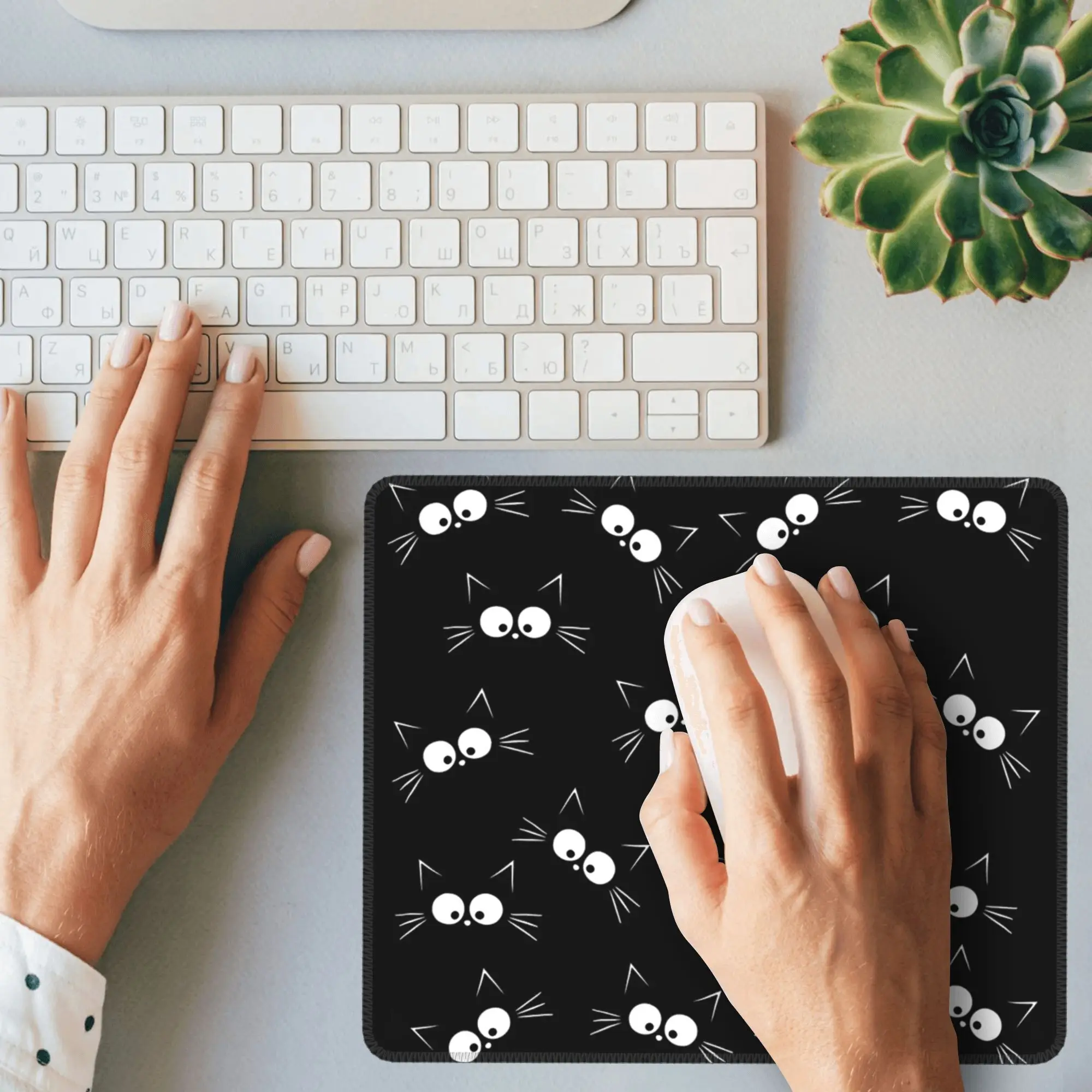 لطيف القطة السوداء نمط ماوس الوسادة الكمبيوتر لوحة المفاتيح الماوس حصيرة الألعاب الكمبيوتر المحمول حصيرة مكتب الملحقات الجدول الحصير