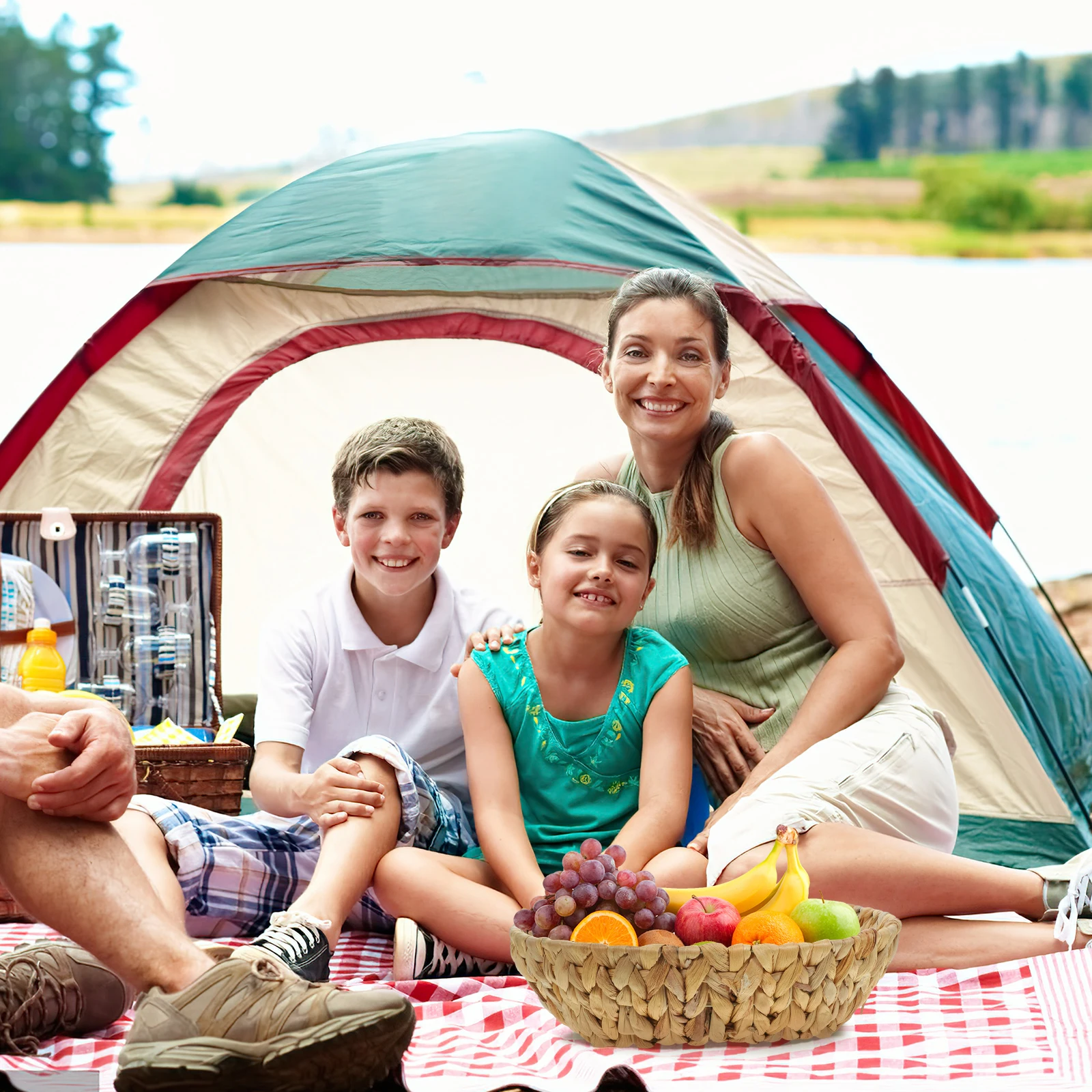 

Storage Basket 30x18x8cm Natural Woven Round Bread Container Snack Holder Decorative Tray Picnic Sundries ganizer
