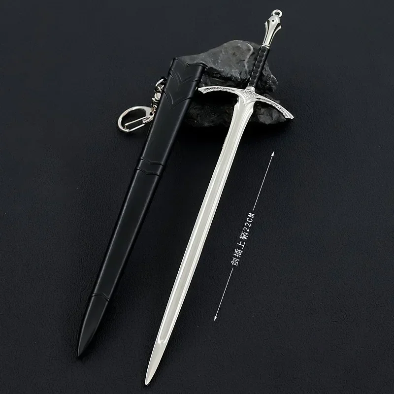 Arme de Terre du Milieu Gandalf Glamdring, Épée Médiévale en Métal, Katana de Samouraï, Accessoires Porte-clés, Jouets Cadeaux d'Anniversaire, 22cm