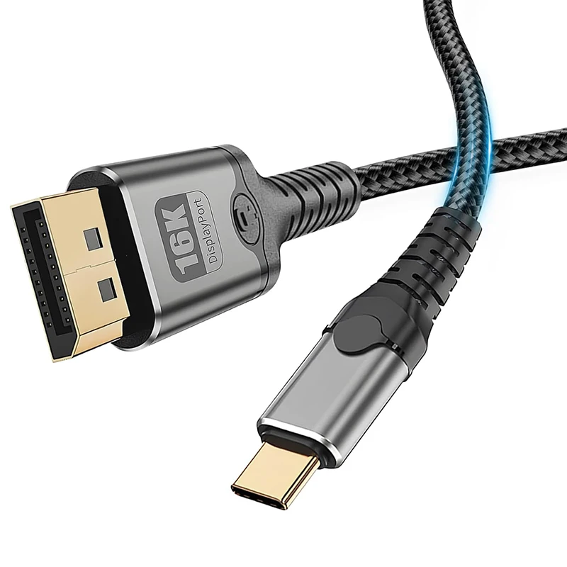 USB-C to DisplayPort Cable 16K@60Hz 8K@60Hz Compatible Thunderbolt 4/3 Type C to DisplayPort 2.1 Cable for MacBook  Projector TV
