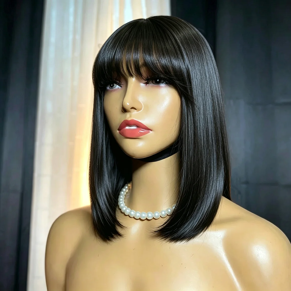 100-human-hair-wigs-straight-bob-with-bangs-3x2-middle-part-lace-wig-300-density-natural-black-short-bob-fringe-wigs-for-women