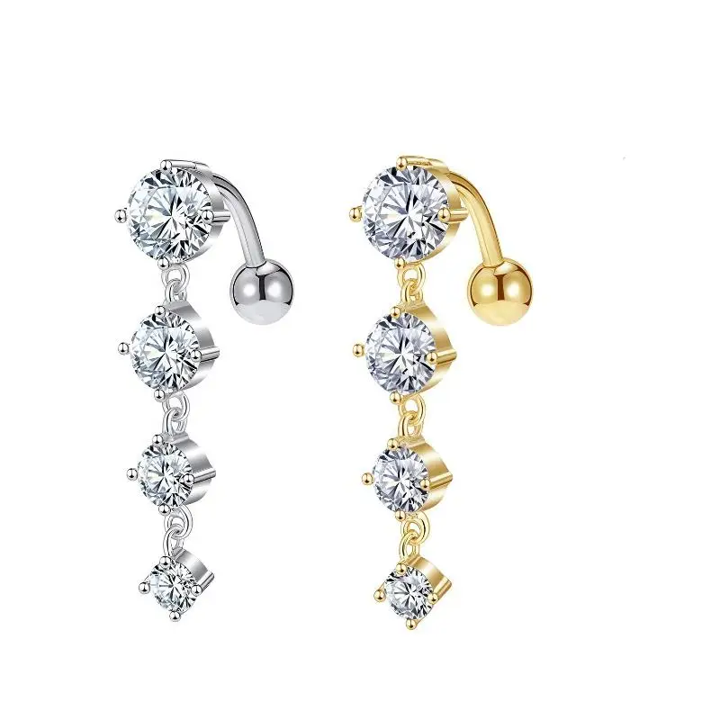 Stainless Steel Navel Piercings Rhinestone Belly Button Rings Women Sexy Body Jewelry