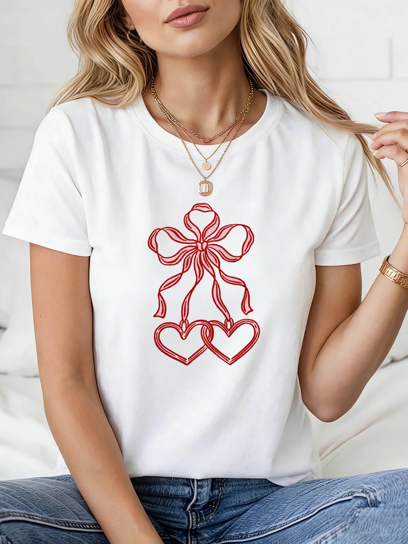 Women's Coffee SHIP Print T-Shirt Short Sleeve Crew Neck Blouse Suitable for Spring Summer Casual Top Aesthetic Clothe