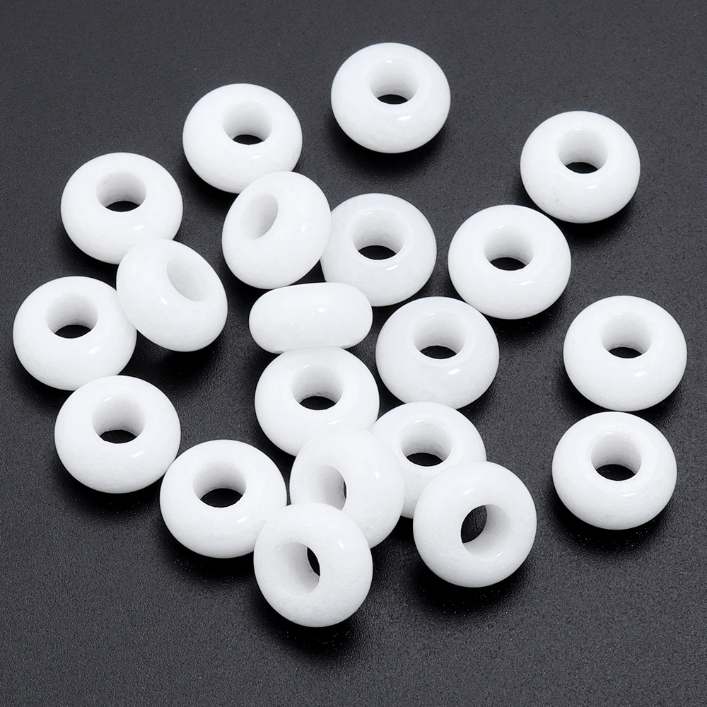 6 stks 14x8mm Natuursteen Kralen Amethist Tijgeroog Agaat Jade Abacus Vorm Big Hole Losse Kralen voor Sieraden Maken DIY Armbanden