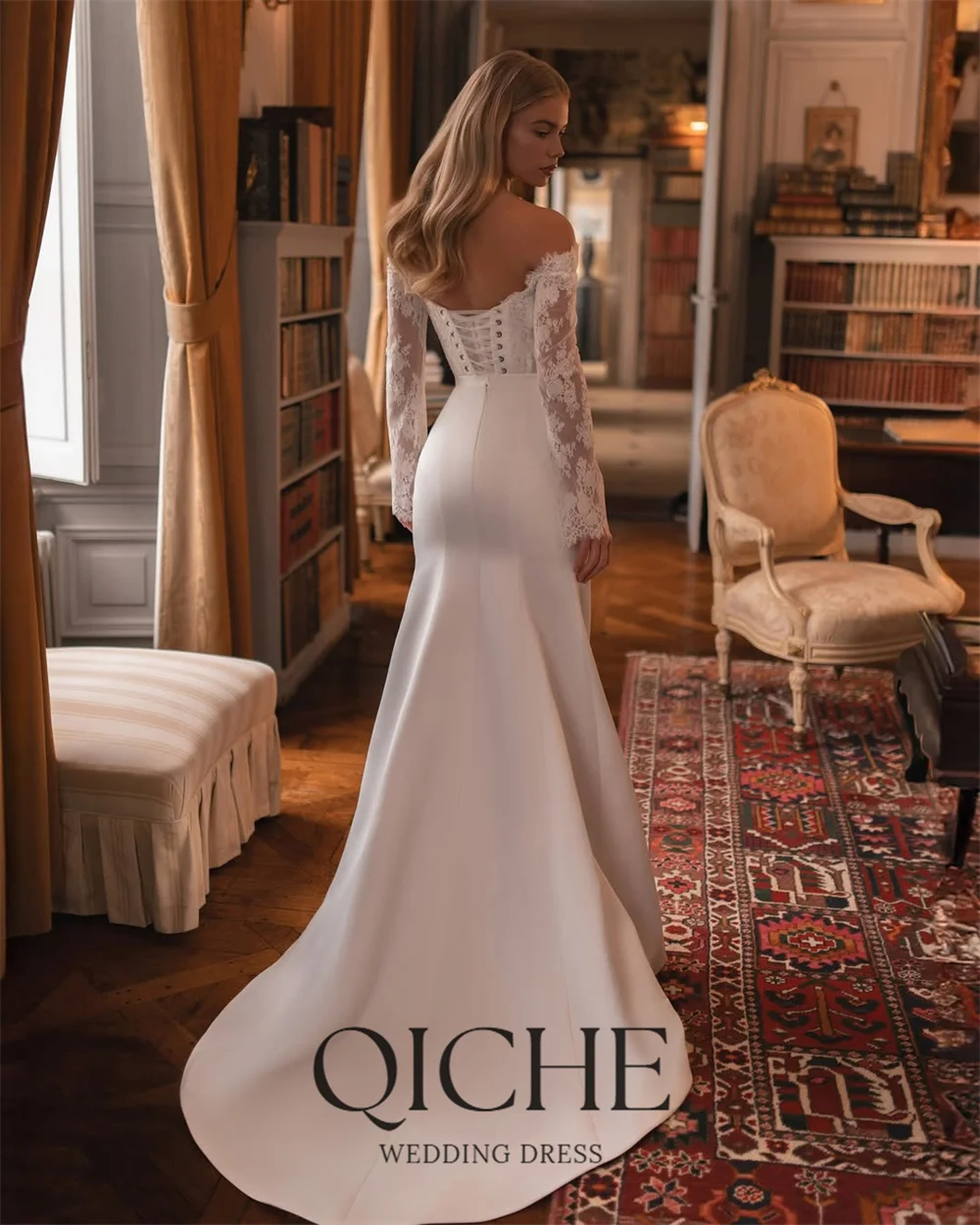 QICHE 2026 Luxury Wedding Dress Women 2in1 Lace Mini Wedding Party Dress with Detachable Train Customized Bridal Evening Dress