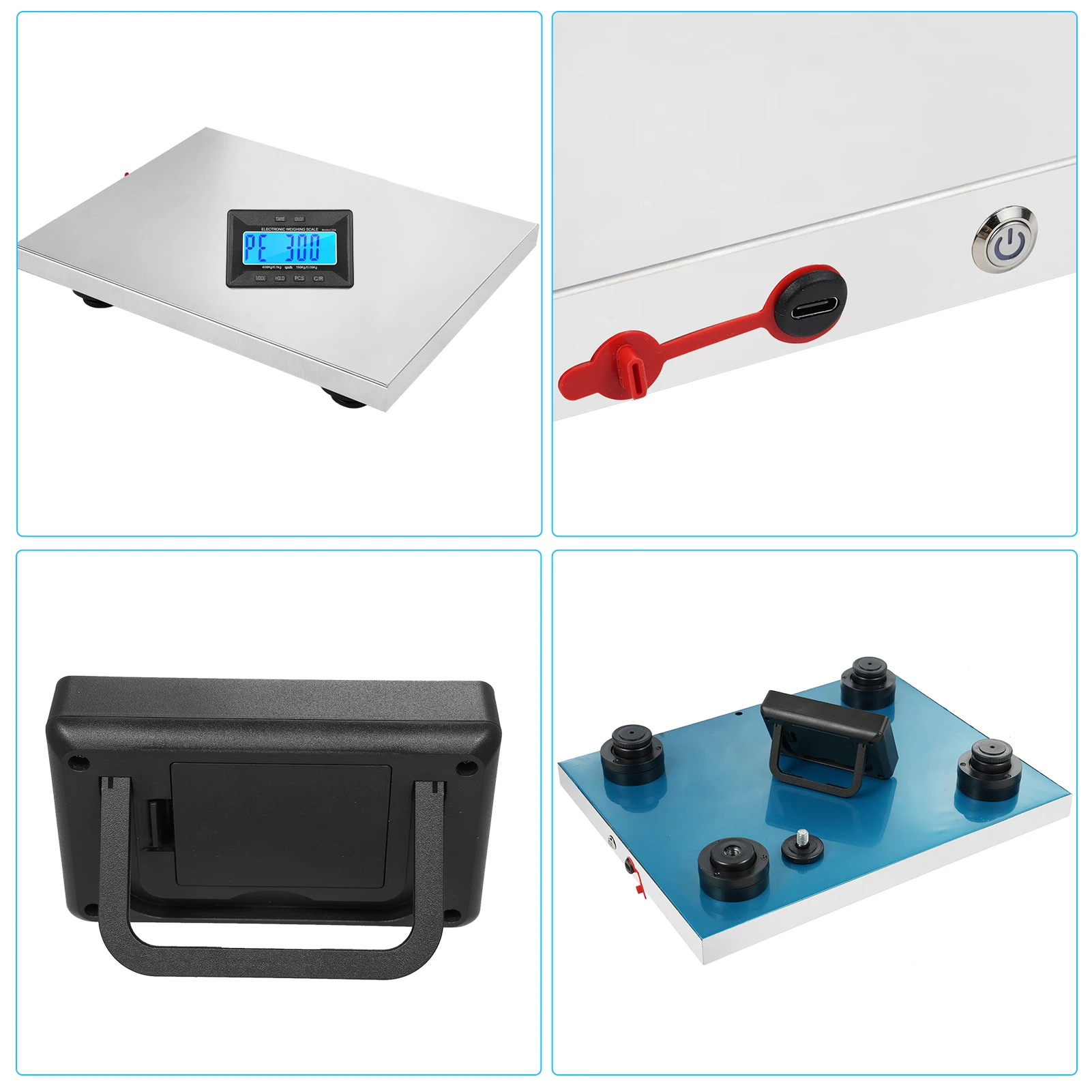 مقياس الشحن 450 كجم/992 رطل مقياس بريدي عالي التحمل من الفولاذ المقاوم للصدأ مع شاشات لاسلكية/مجعد/3 وحدات مقياس بريد رقمي