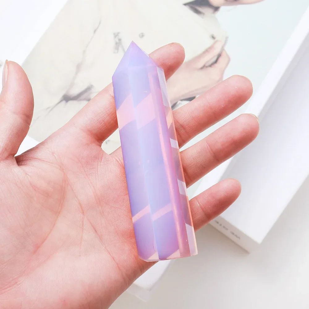 

Mineraali Synthetic Rose Quartz Opal Magic Wand Crystal Tower Aura Hexagonal Point Column Stunning Energy Stone Gifts Collection