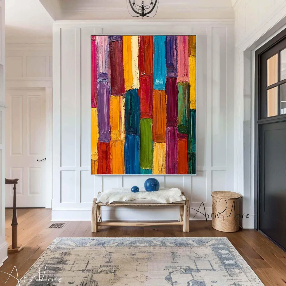 Texture Handmade Painting on Canvas Abstract Colorful Modern Minimalism Wall Art Decor Large