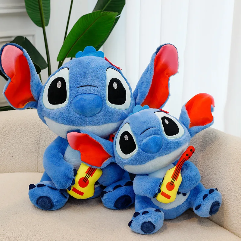 Kawaii Disney pluche steek gitaar spelen speelgoed gevuld speelgoed verjaardagscadeau voor kinderen en meisjes knuffelig kussen