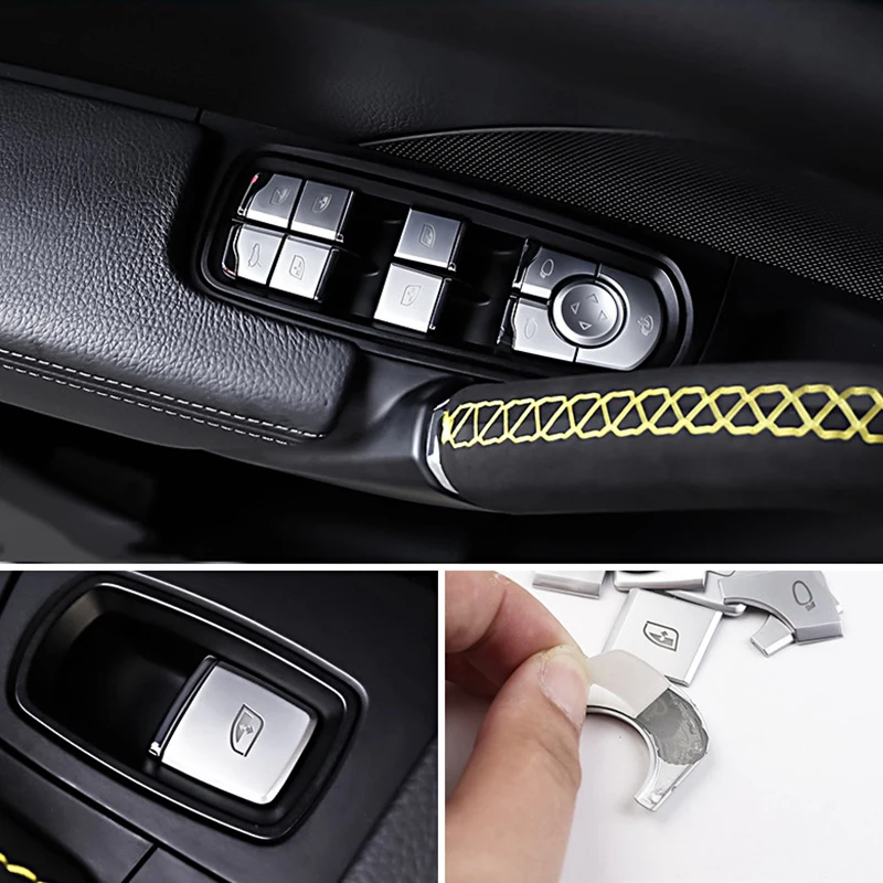 ปุ่มยกหน้าต่างรถประดับเลื่อมตกแต่งภายในโครเมี่ยมสำหรับอุปกรณ์เสริม Porsche- Panamera Cayenne Macan