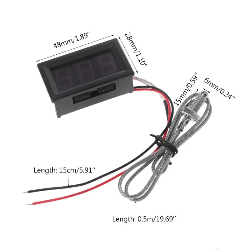 High Digital Tube LED Display Thermometer 12V 24V Temperature Meter K-Type M6 Thermocouple Tester Thermograph